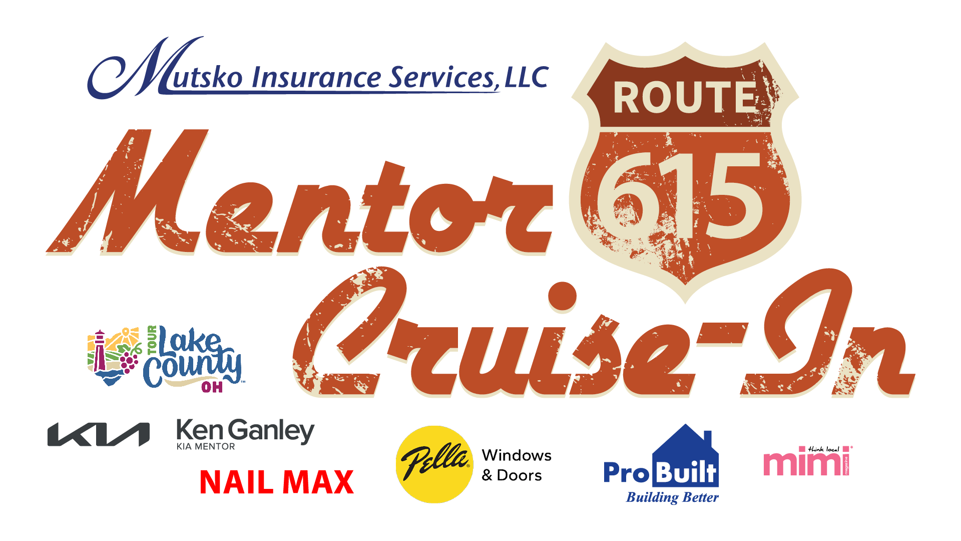 This is an image of the Mentor Cruise In logo accompanied by sponsorship logos.