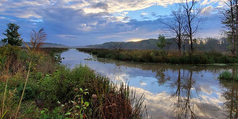View of the Mentor Marsh facing east from the Mentor Lagoons Nature Preserve and Marina. 