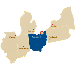 Map of Ohio and surrounding states