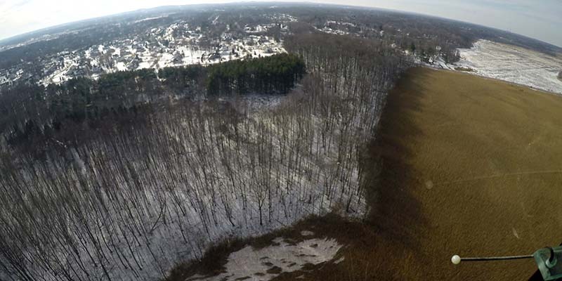 Aerial View of Mentor Marsh in Winter