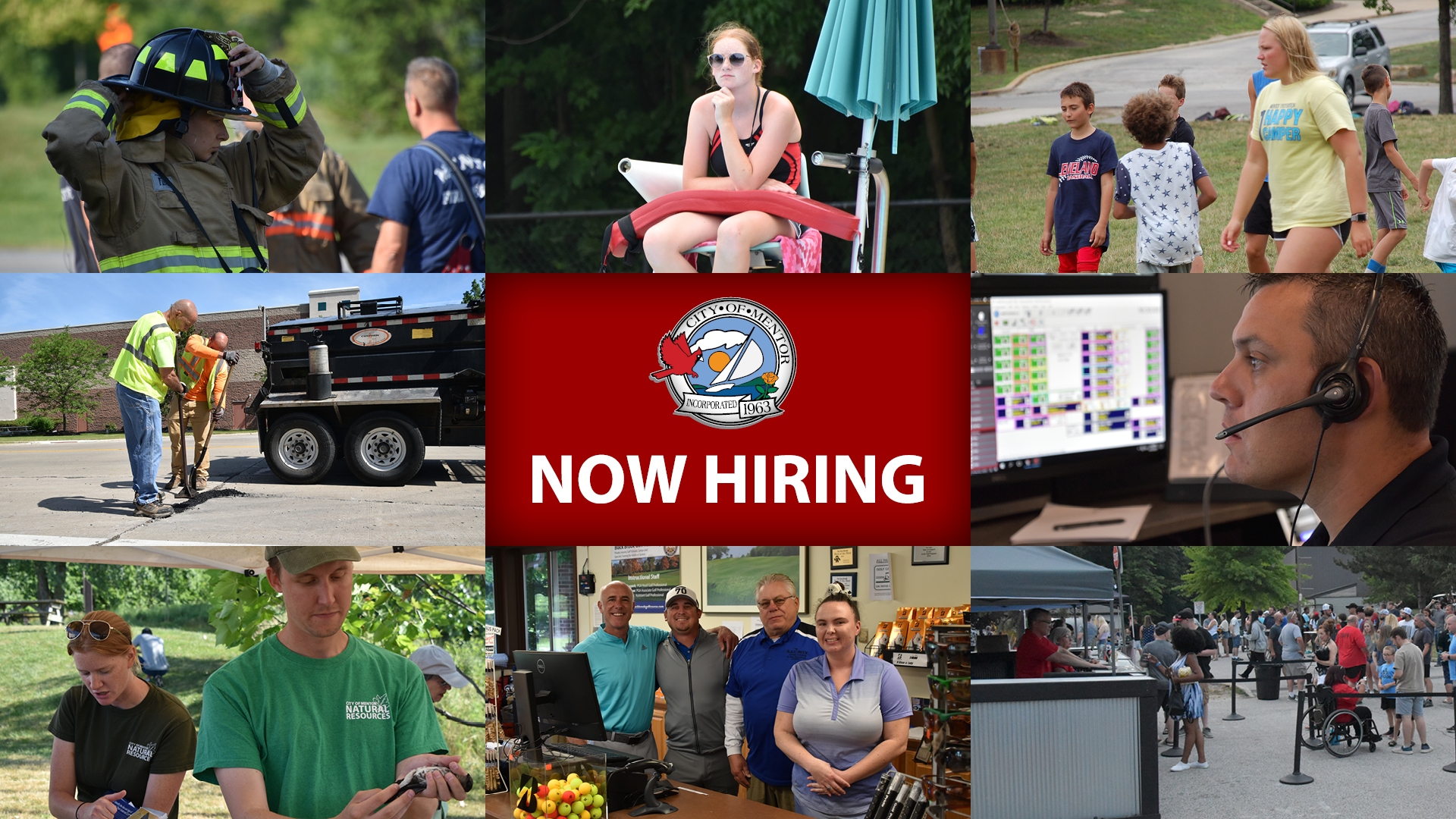 A grid of available positions at the City of Mentor. 
