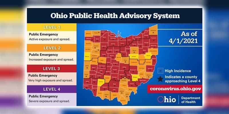 OHIO COVID MAP - Apr 1, 2021