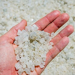 Hand holding rock salt