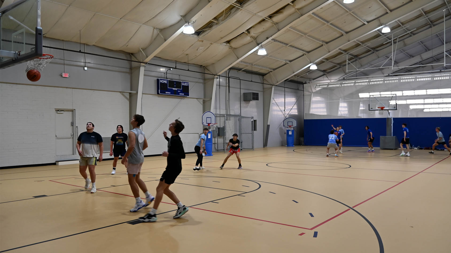 Participants playing basketball at the Mentor Community Recreation Center.
