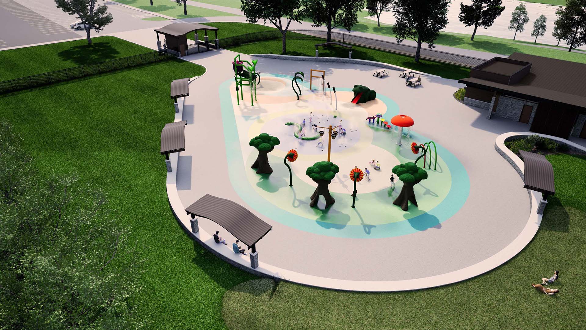 A rendering of the Garfield Park Splash Pad.