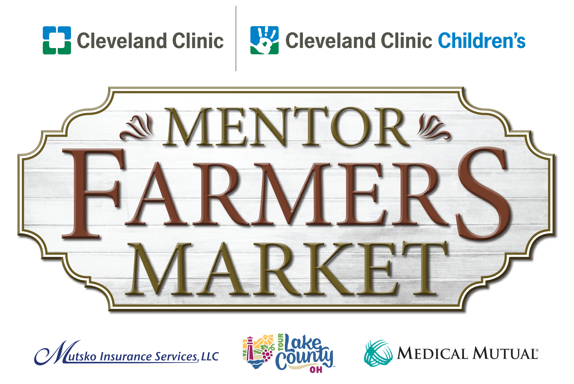 The 2025 Mentor Farmers Market is presented by Cleveland Clinic and supported by Mutsko Insurance Services, Medical Mutual, and Tour Lake County.