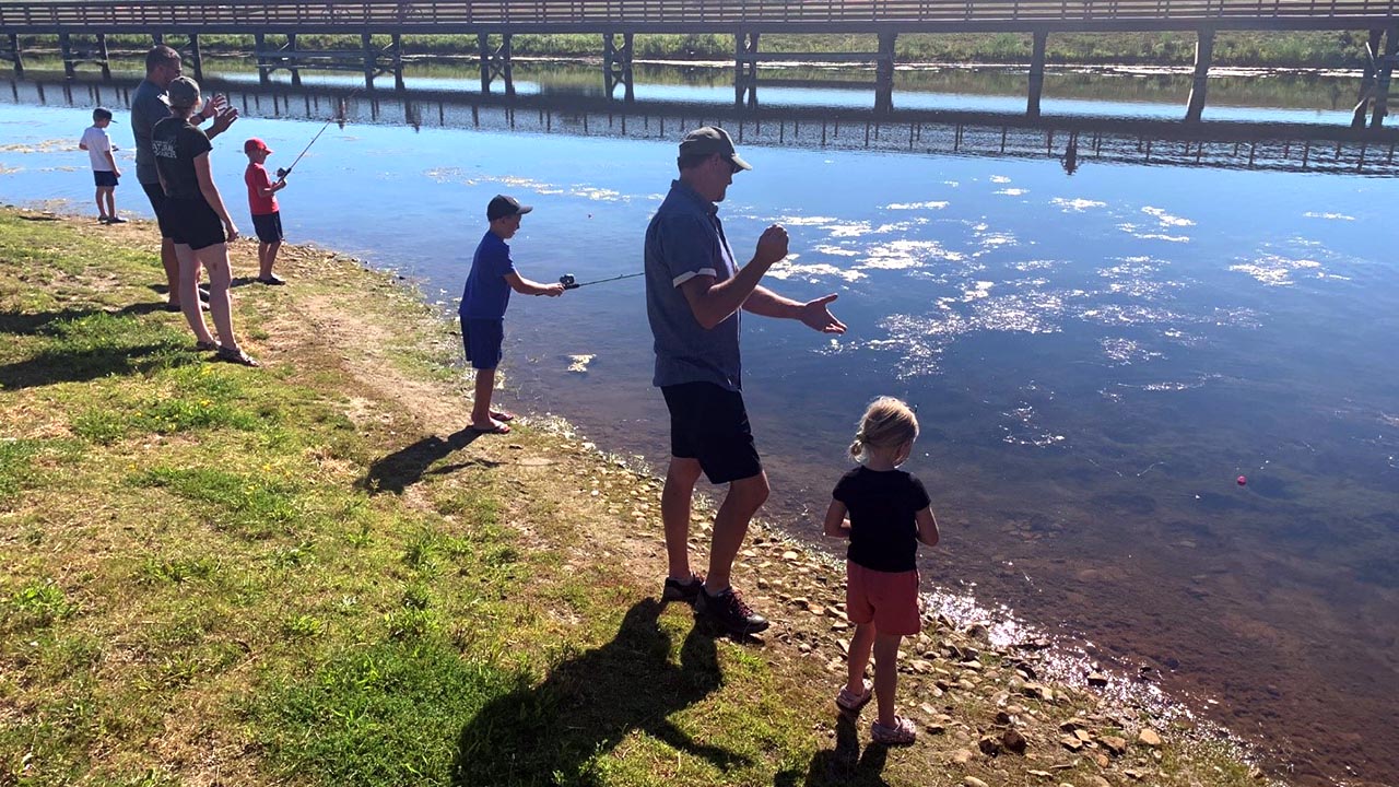 Fishing at Springbrook Gardens Pond