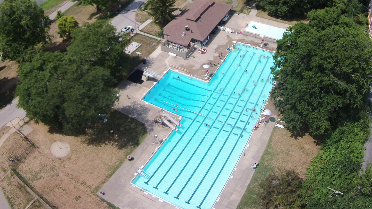 Aerial view of Mentor's Garfield Park Pool