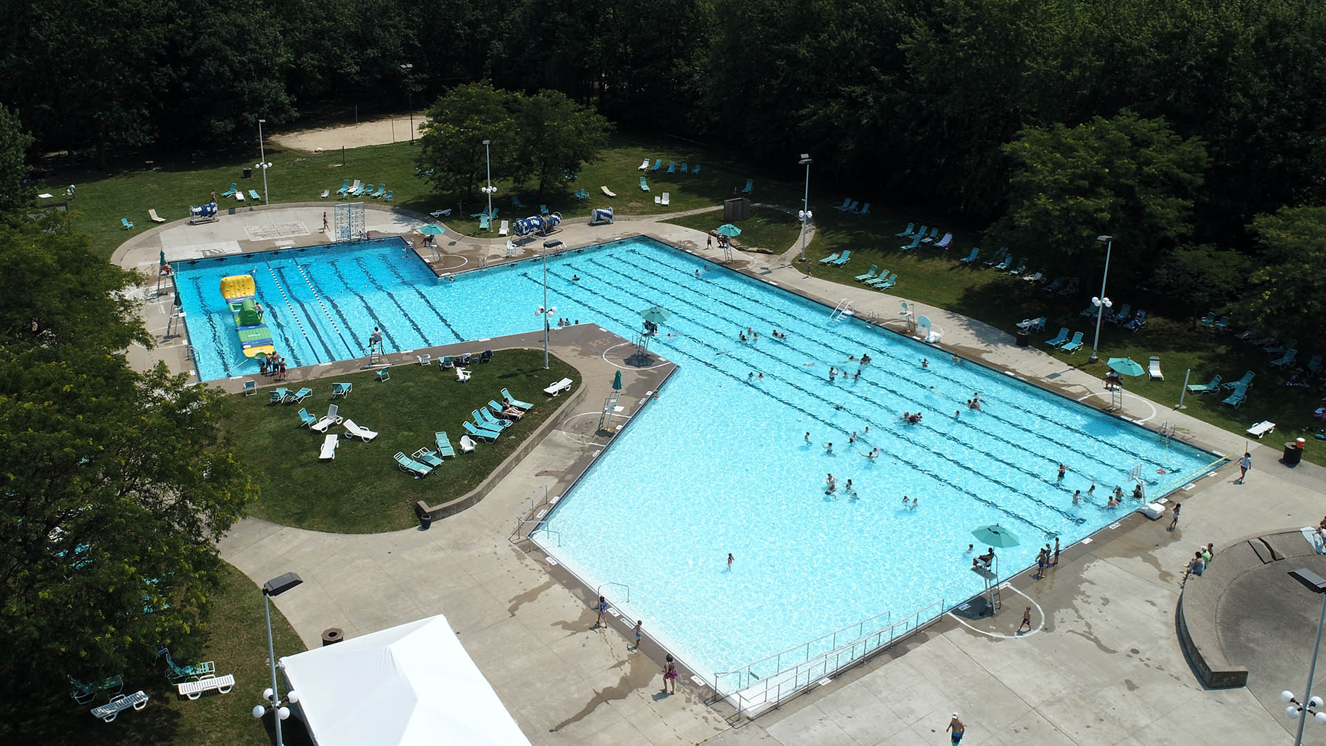 Aerial view of the pool at Mentor Civic Center Park