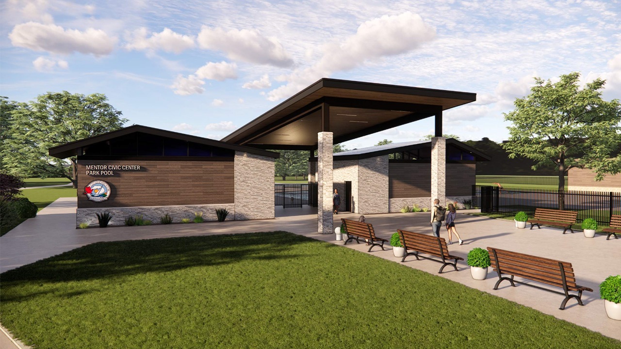 Rendering of the new Mentor Civic Center Pool Entryway.