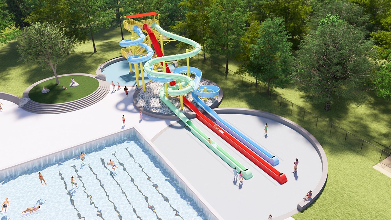 Mentor Civic Center Pool Waterslide Rendering 2025