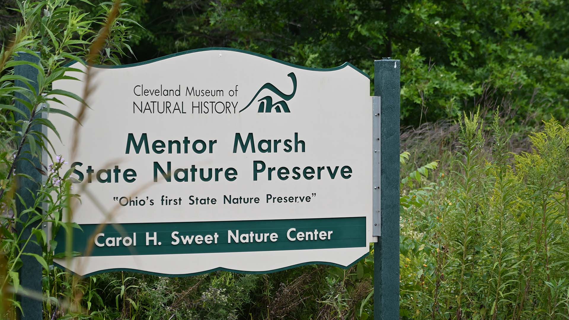 Mentor Marsh State Nature Preserve Carol H Sweet Nature Center Sign