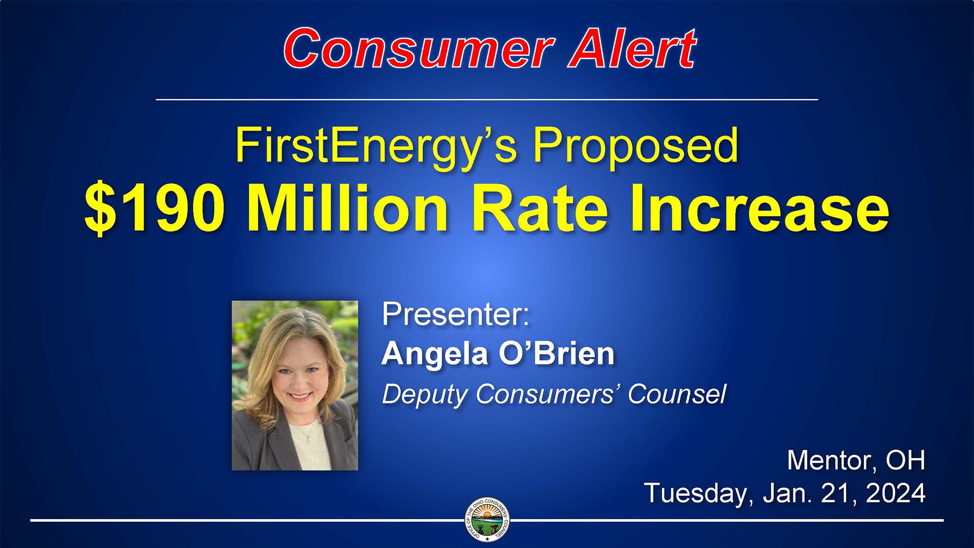 Ohio Consumer Counsel FirstEnergy Rate Increase Presentation