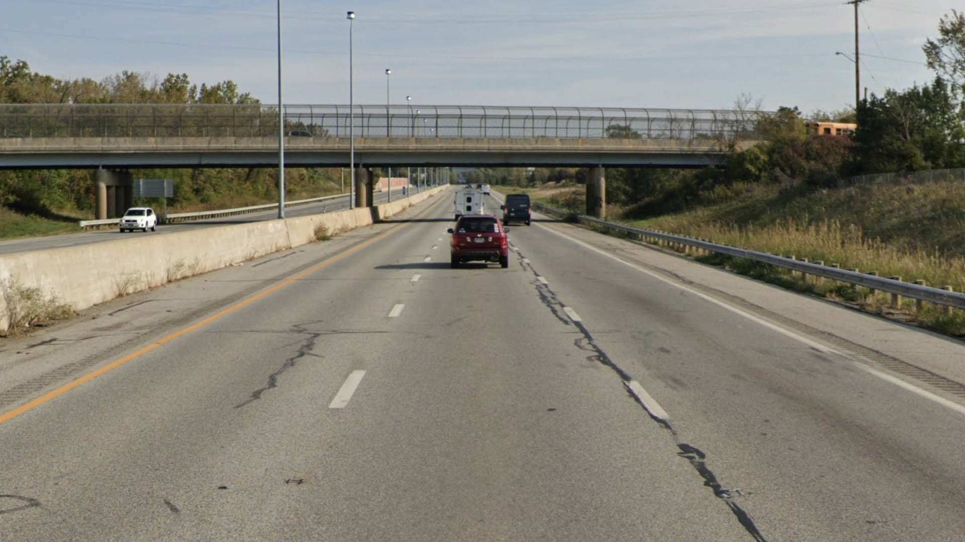 An image of State Route 2 eastbound near Hopkins Road Overpass