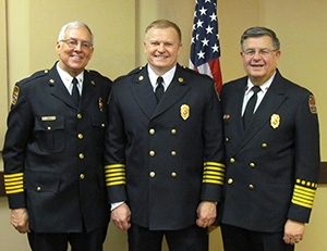 Chief Robert Searles with former Chiefs Rich Harvey and John Preuer